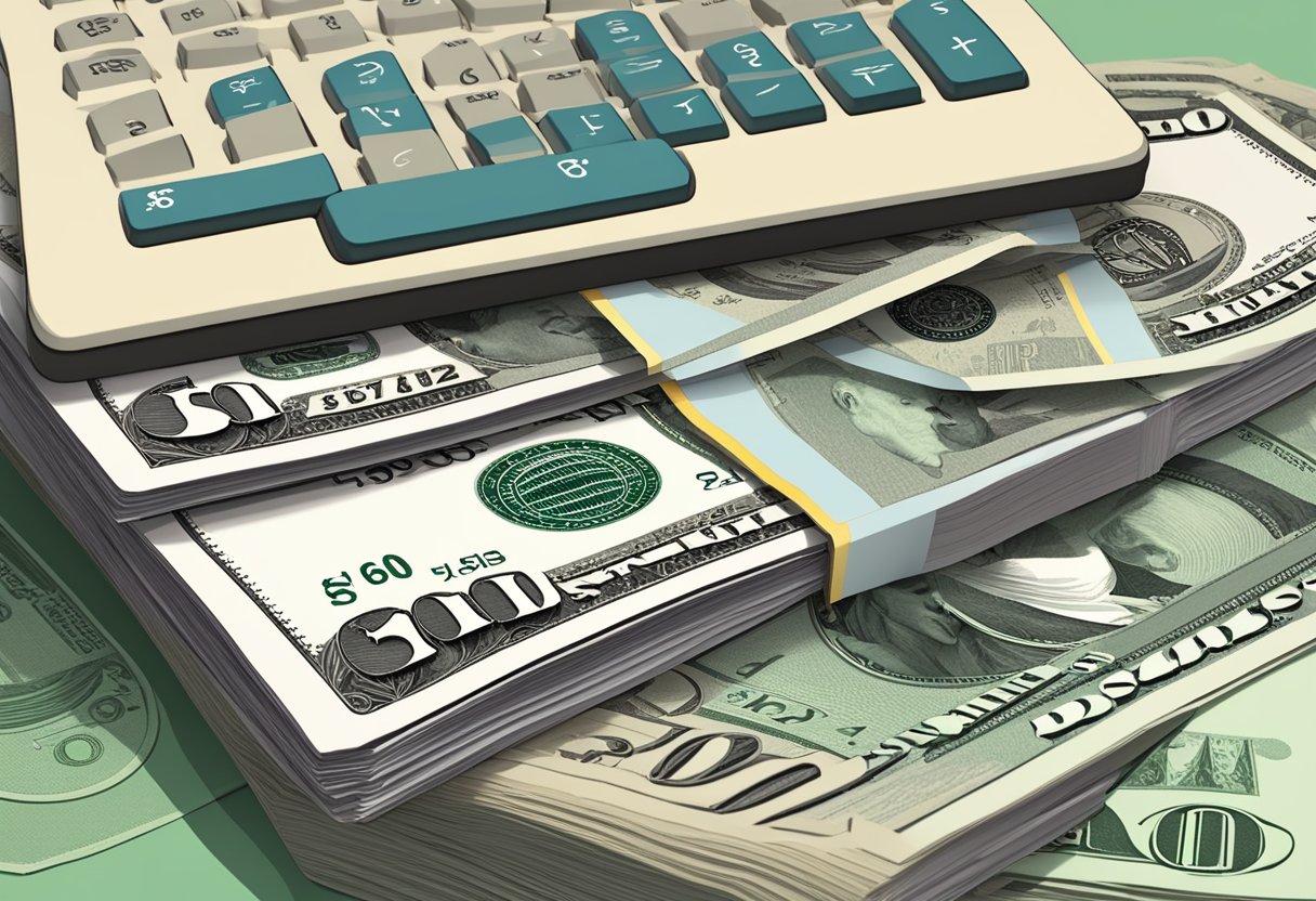 A stack of $1 million bills with a retirement calculator displaying "Maximizing Social Security Benefits" in the background