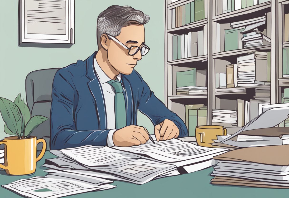 A person reviewing financial documents and retirement accounts, contemplating the question "Is 30 too late to start saving for retirement?"