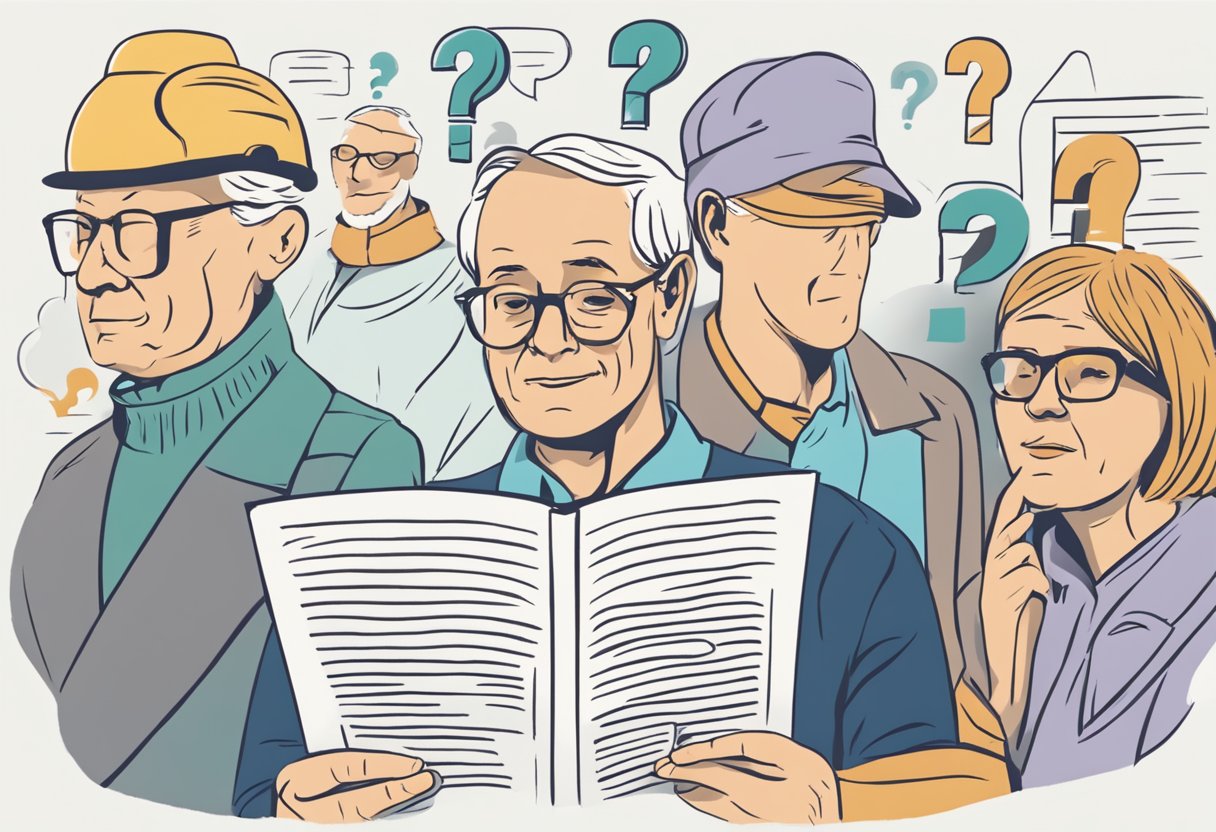 People reading a list of common retirement mistakes, with a question mark above their heads