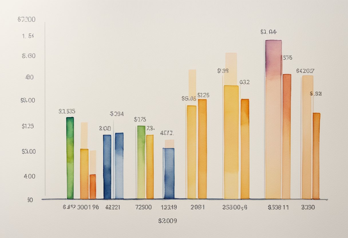 A bar graph with age groups on the x-axis and income on the y-axis, showing the highest income for the middle-aged range