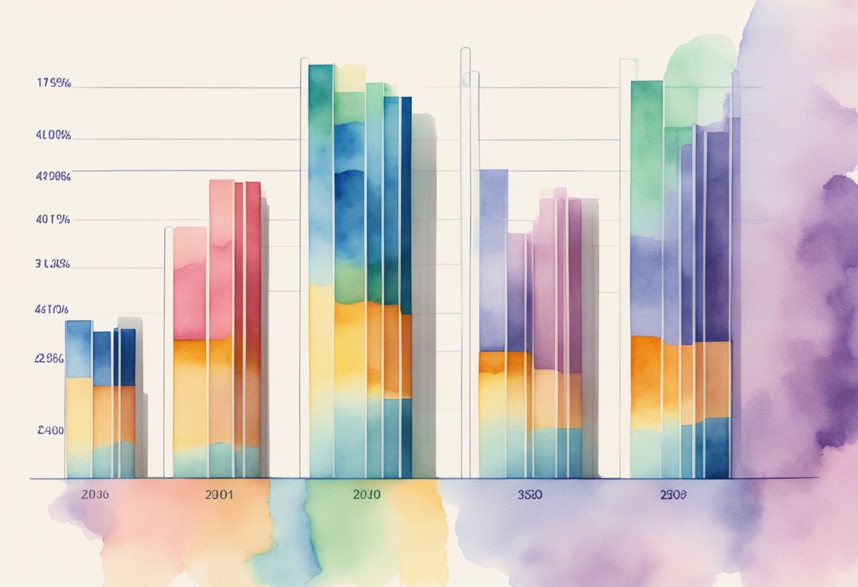A bar graph showing income levels across different age groups. The highest point on the graph represents the age range with the highest income