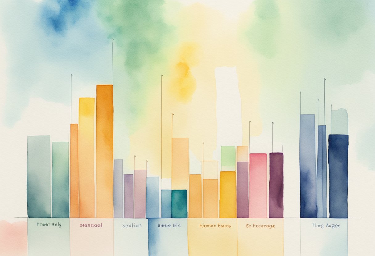 A bar graph showing income levels across different age ranges