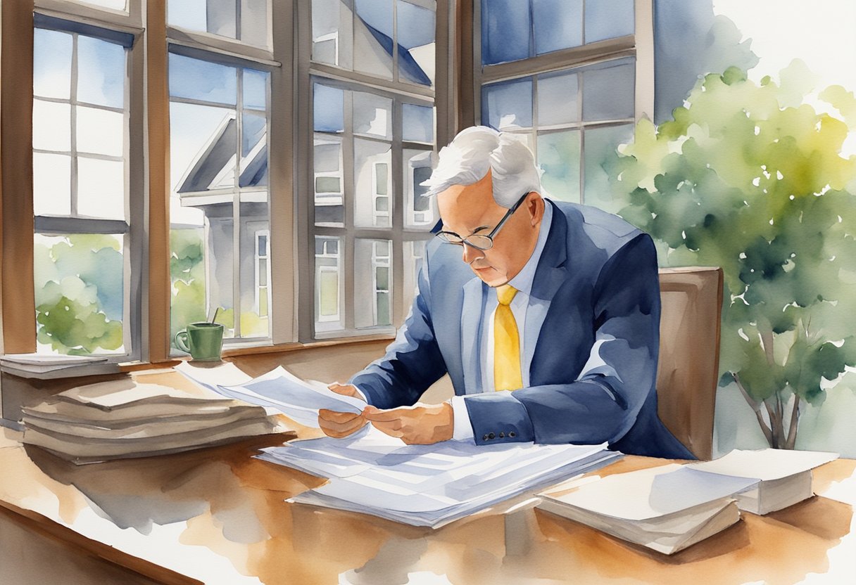 A real estate investor in Michigan reviews legal documents while managing property