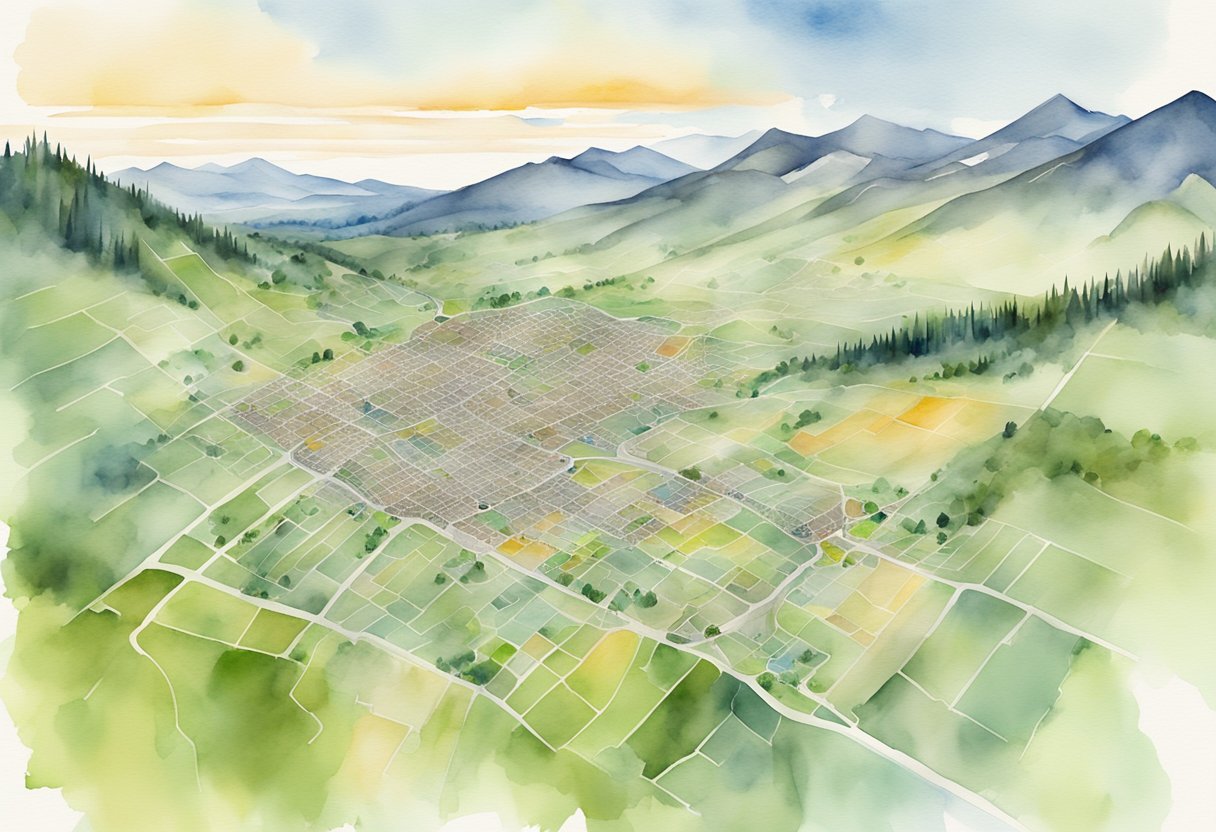 A map of Montana with highlighted local market data and real estate properties