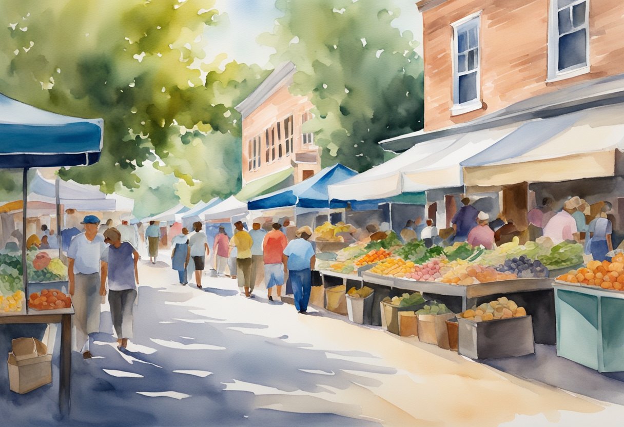 Vibrant local markets bustling with activity, surrounded by diverse communities in North Carolina