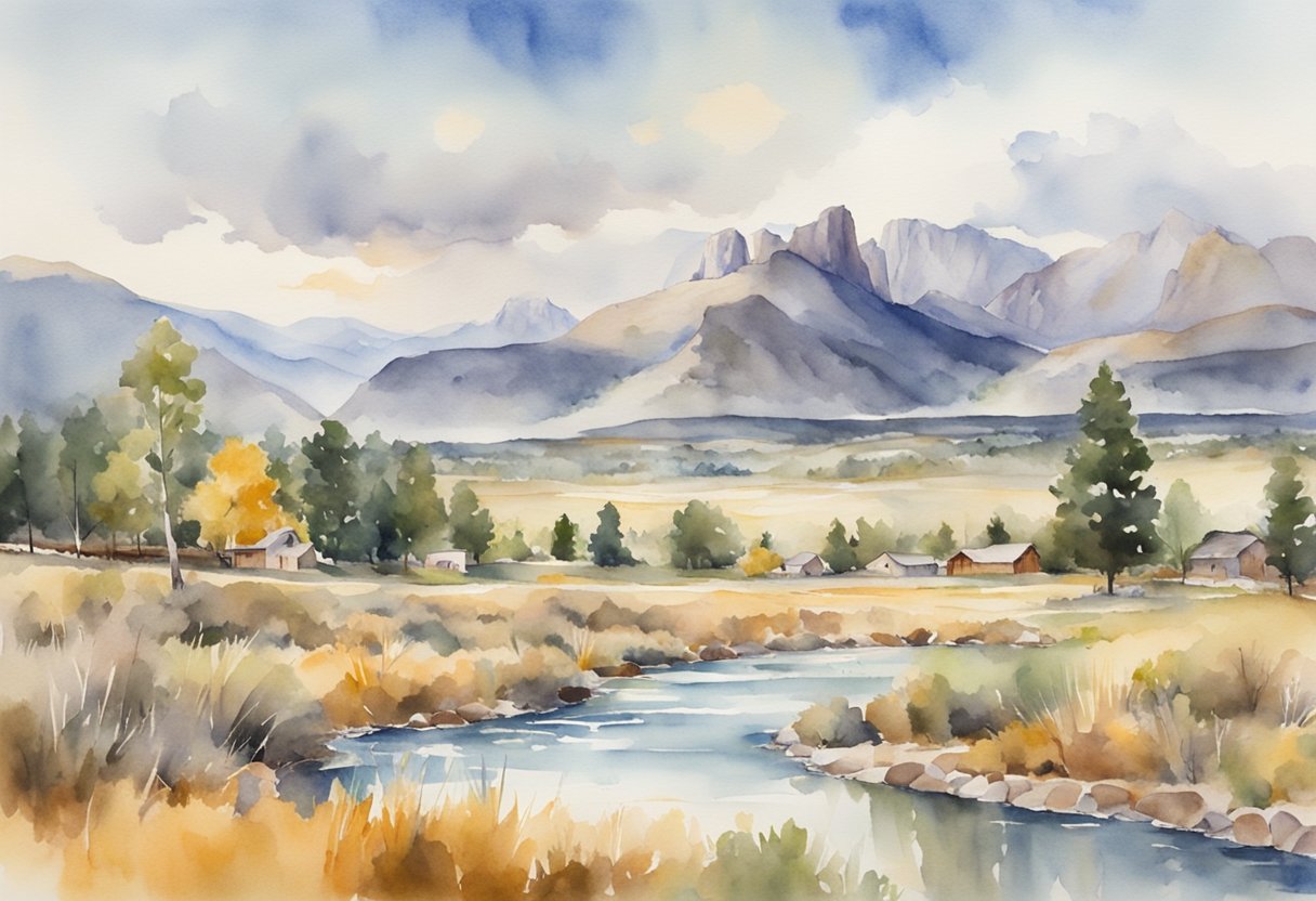 A picturesque landscape of Wyoming with various real estate properties and investment opportunities
