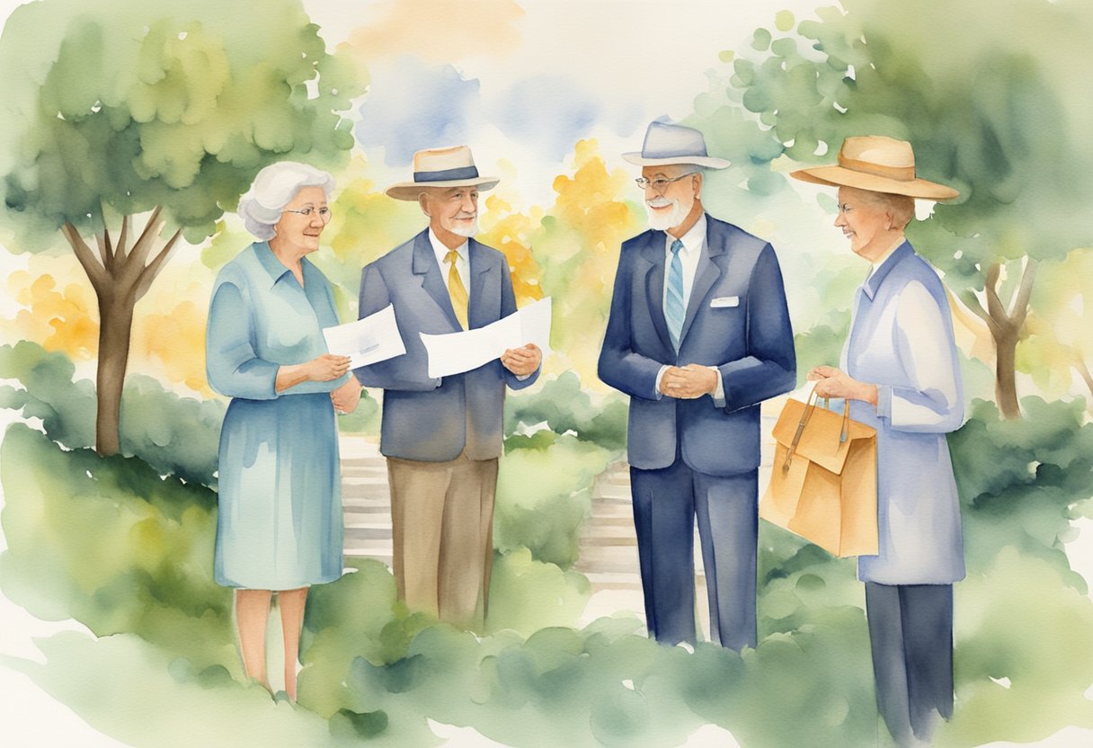 A married couple receives two Social Security checks, symbolized by two envelopes with the Social Security logo