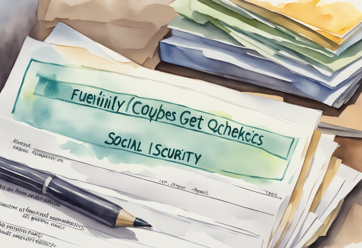 A stack of papers labeled "Frequently Asked Questions" with the question "do married couples get 2 social security checks" highlighted