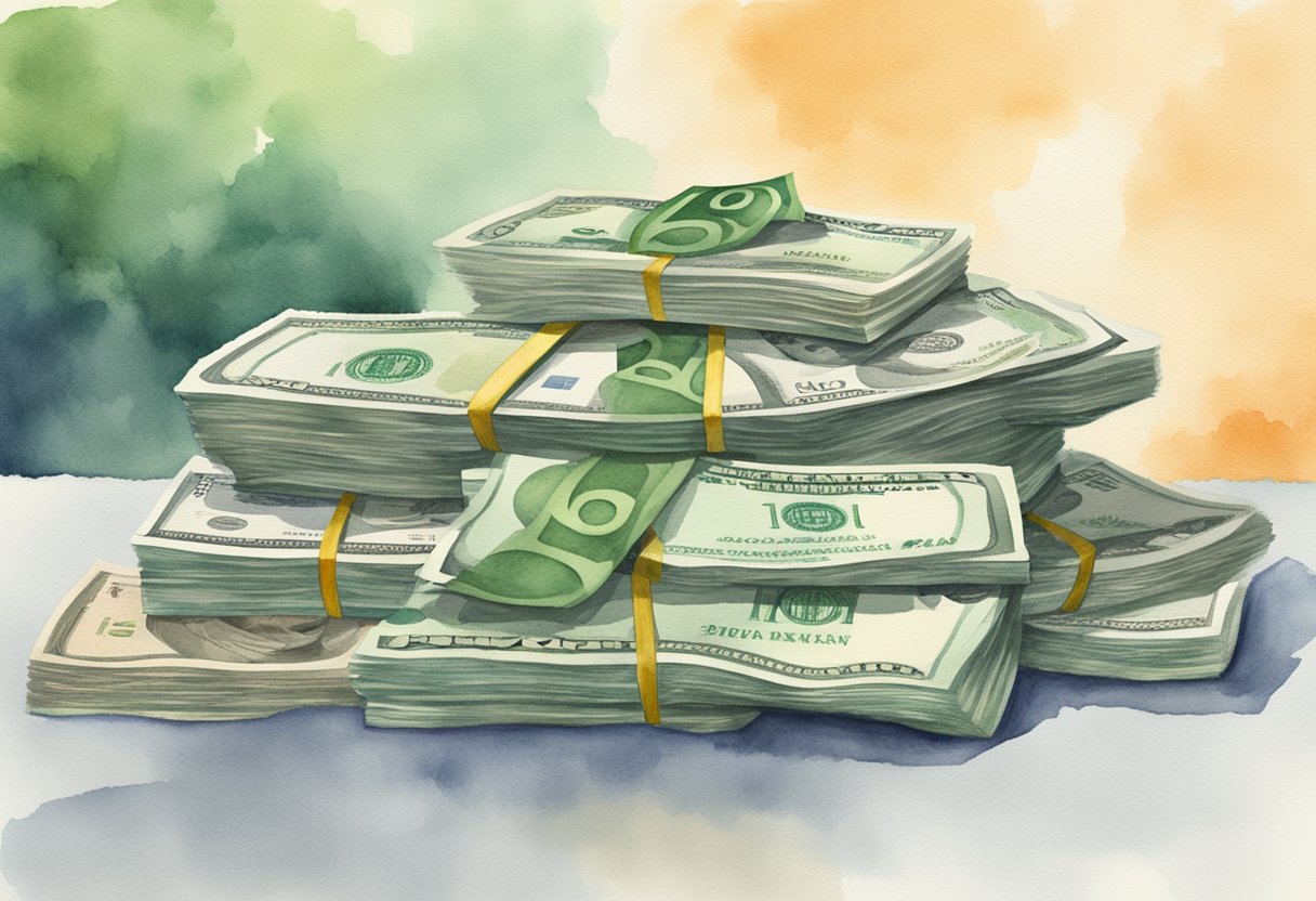 A stack of money piles up next to a Social Security logo, symbolizing the question of who pays the most into the program