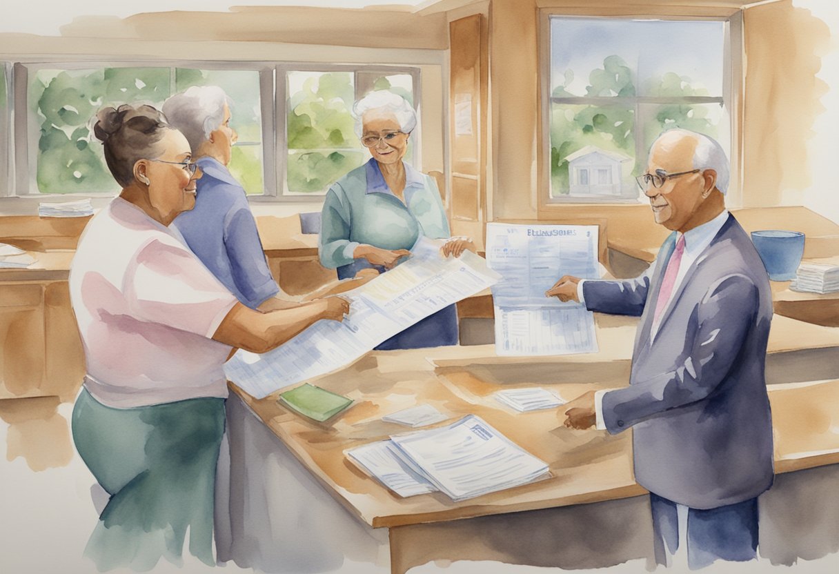 A person receiving a letter with "Spousal Benefits and Survivor Benefits" written on it, with a large check for $16,728 from the Social Security Administration
