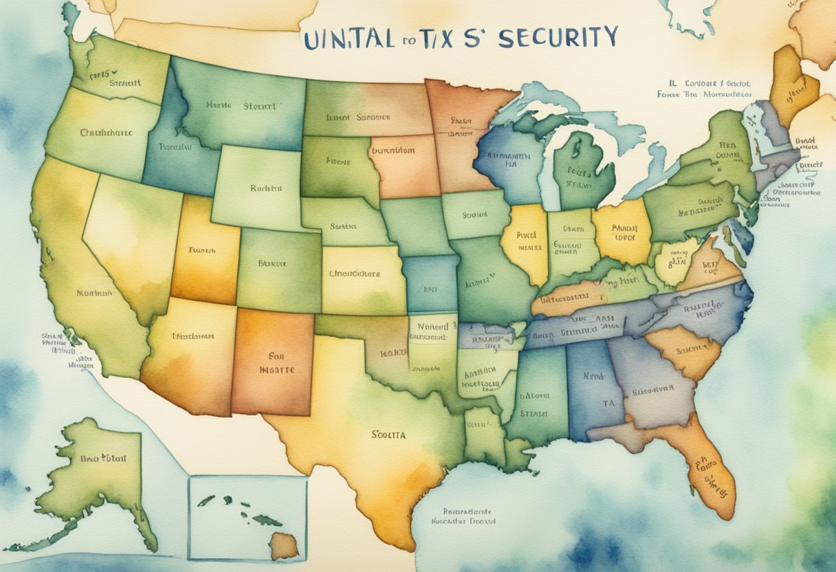 A map of the United States highlighting states that do not tax social security income