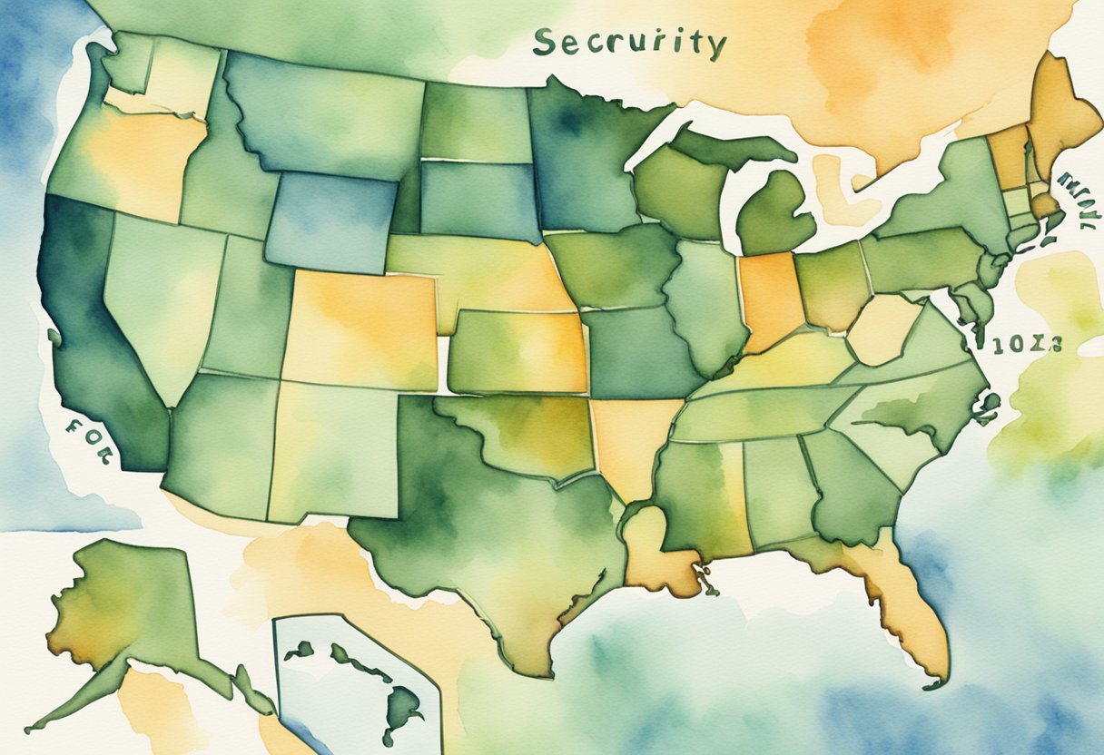 A map showing states without social security income tax