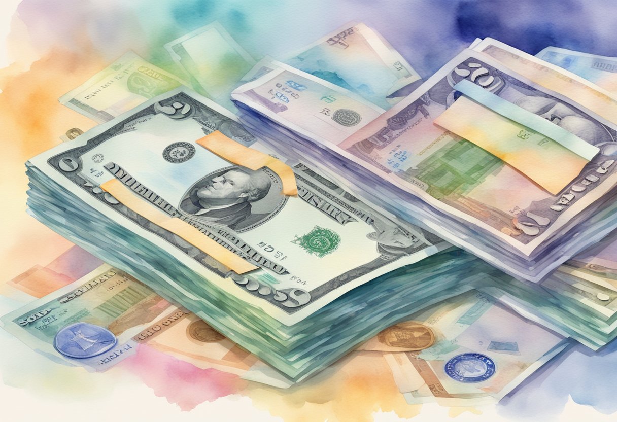 A stack of bills with "Social Security Payment" on the top, surrounded by icons representing additional benefits and credits