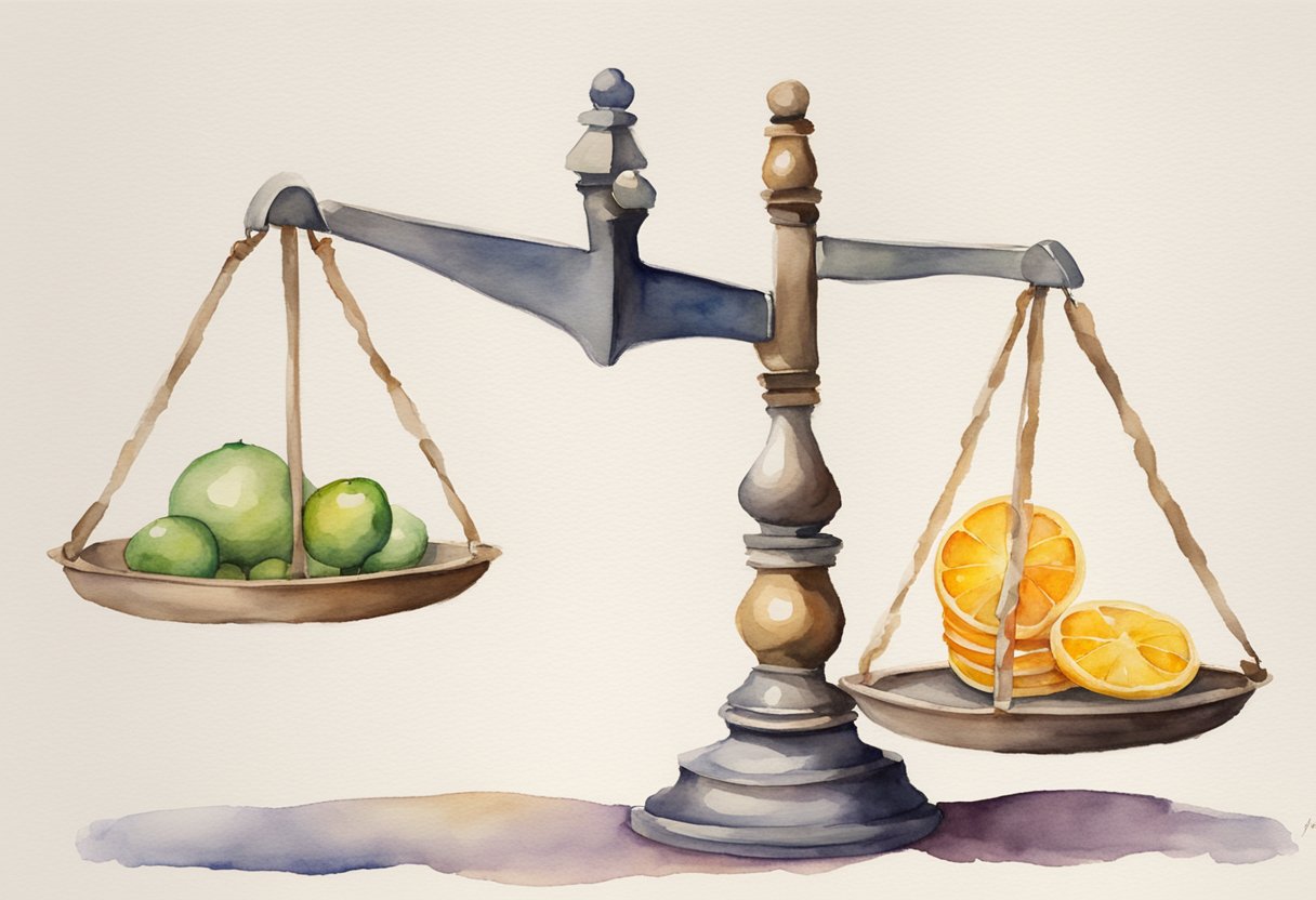 A scale balancing risks and benefits, with a hand tipping the balance towards "Maximizing Benefits" side