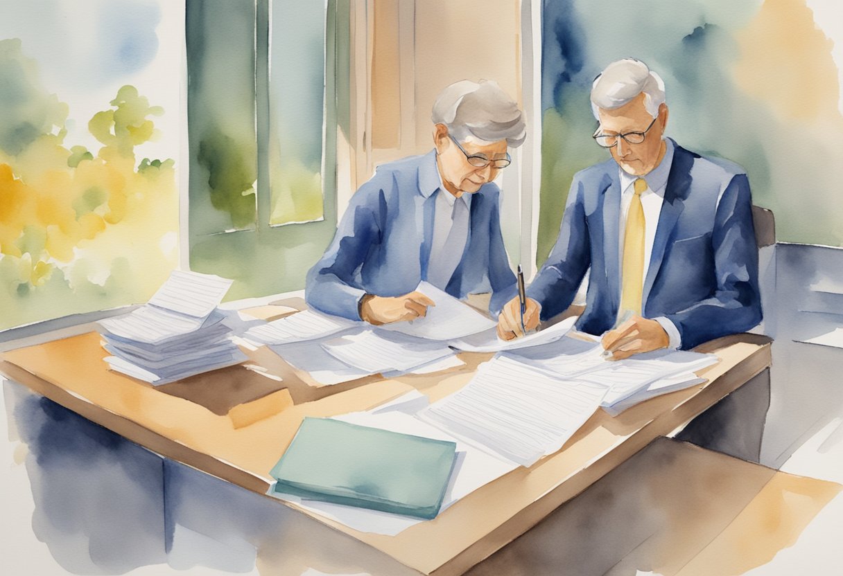 An individual filling out forms for benefits, with a question about ex-spouse and remarriage