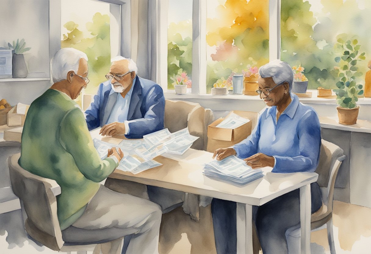 A person receiving social security checks while also accessing other government benefits, such as food assistance or housing aid