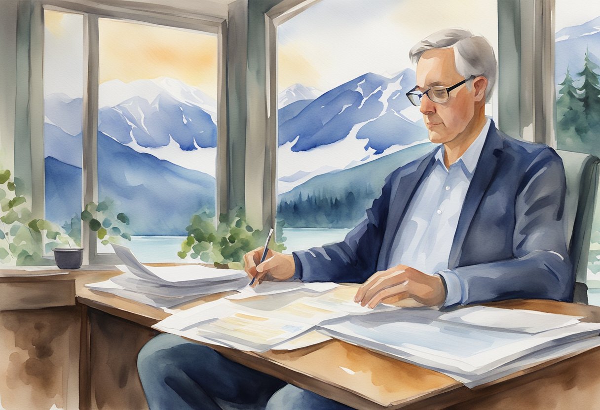 An investor reviews legal and tax documents in Juneau, AK for real estate