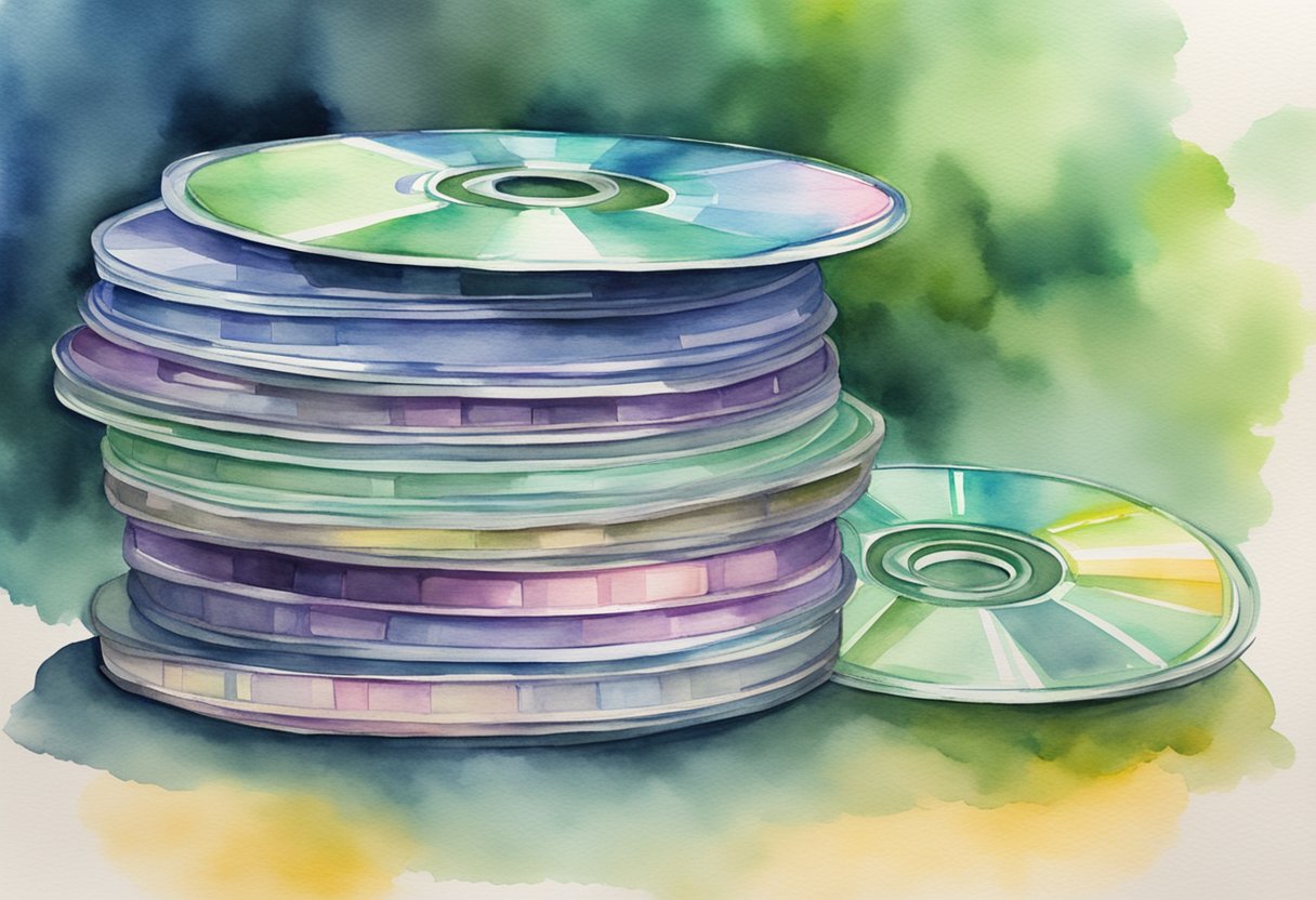 A stack of CDs with money growing from them