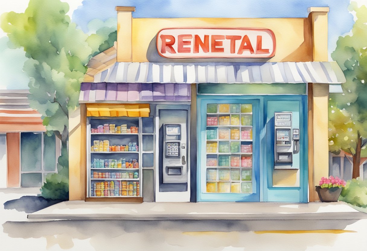 A local business sign with multiple revenue streams, such as rental properties and vending machines, generating passive income