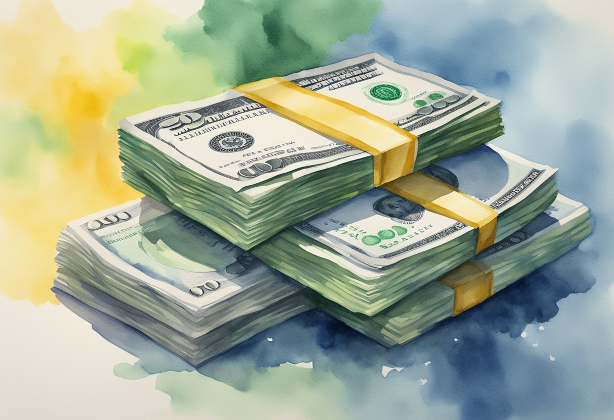 A stack of dollar bills grows larger, representing passive income from private equity