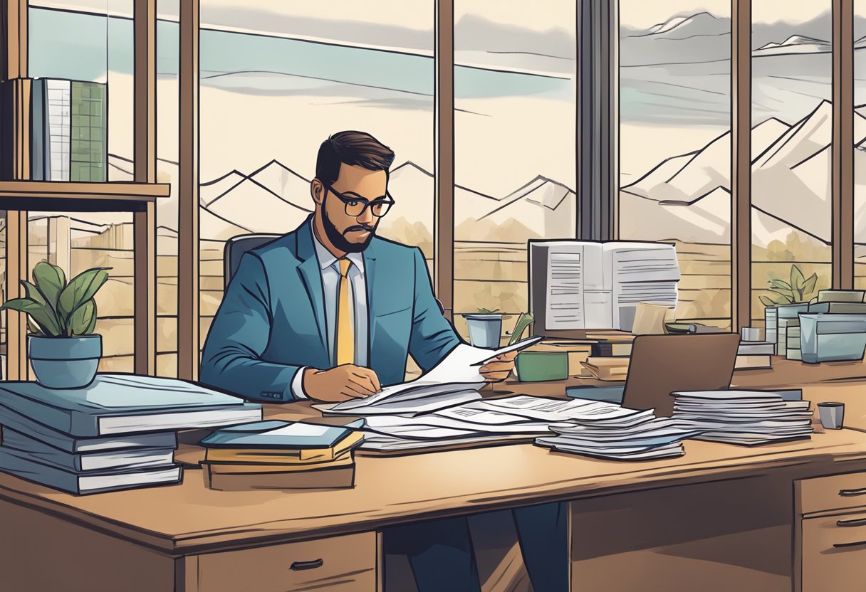 A person researching legal documents and compliance regulations for real estate investment in Flagstaff, AZ