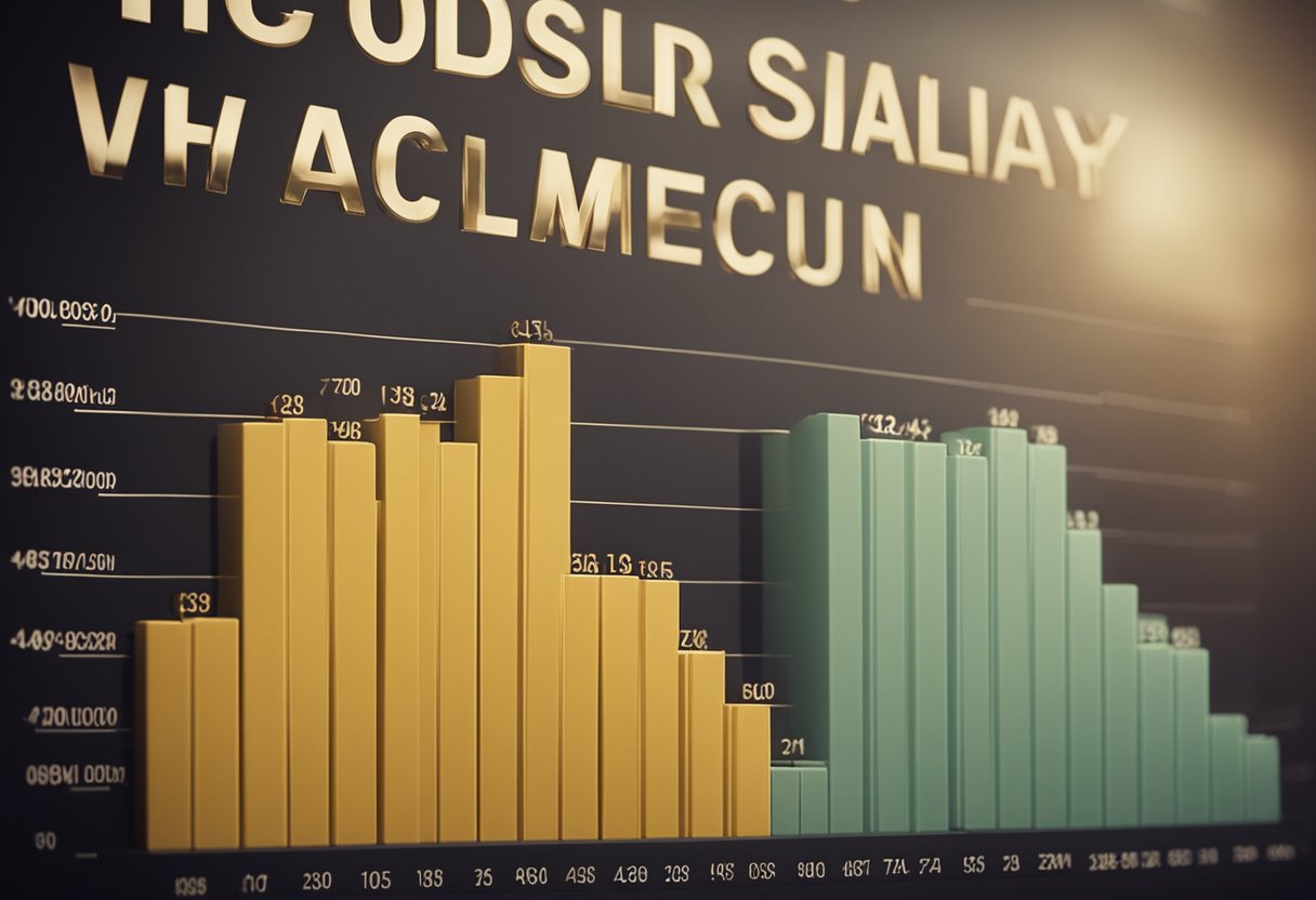 A bar graph showing salary and wealth accumulation in the USA, with labels for various factors impacting the numbers