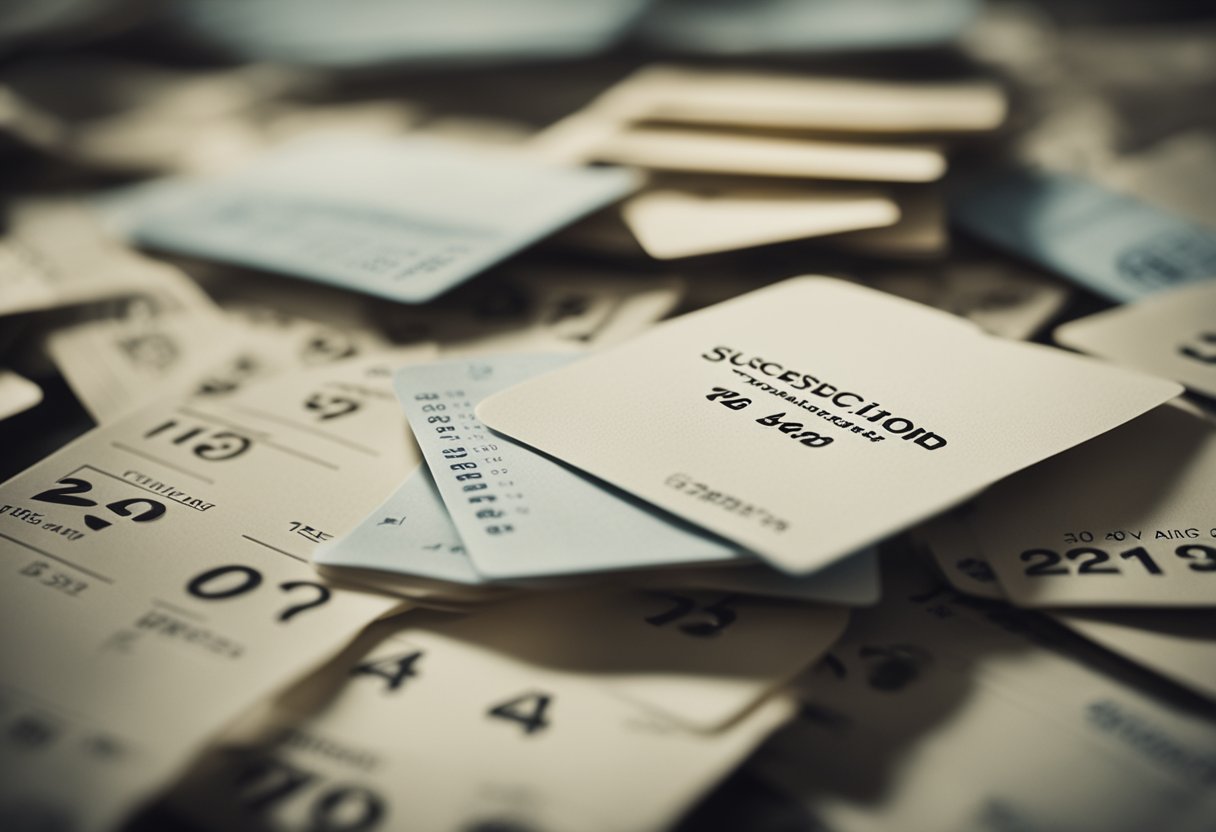A pile of discarded subscription cards and a calendar with 30 days crossed off, symbolizing the process of canceling unused subscriptions to transform finances