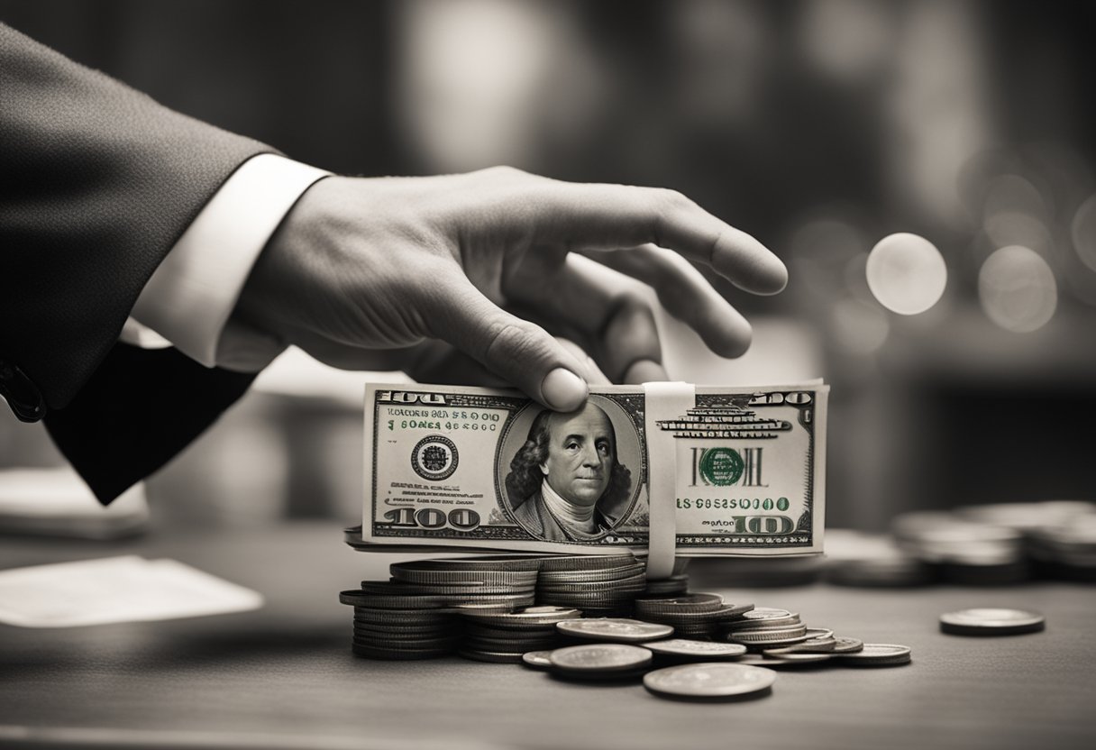 A hand reaching for a stack of money with the title "Life Insurance Withdrawals: An Overlooked Income Source How To Live Off the Interest of $1 Million" displayed prominently