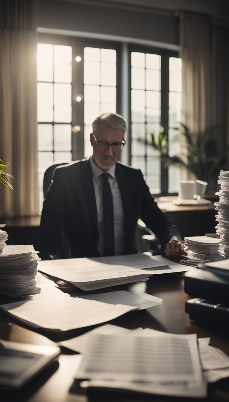 A person sitting at a desk, surrounded by financial documents and charts, adjusting their retirement plan to achieve a $100,000 annual income goal