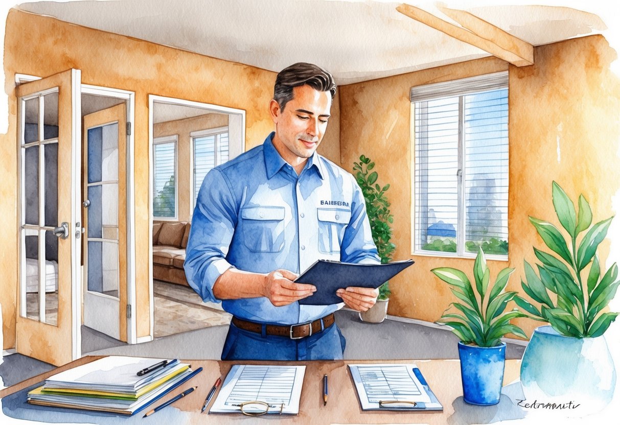 A property manager inspecting a Sacramento rental unit, reviewing lease agreements, and conducting maintenance checks