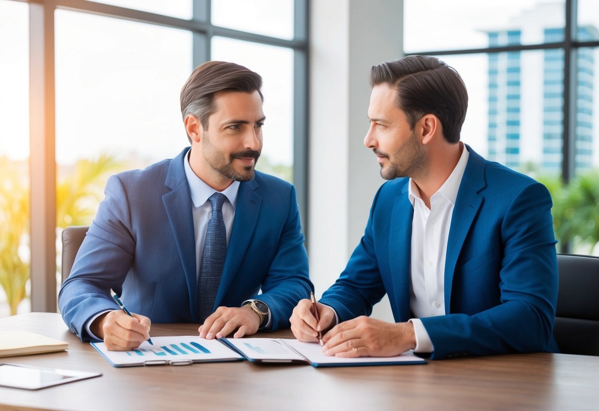 A real estate investor in Naples, FL consulting with a lawyer about legal and regulatory considerations