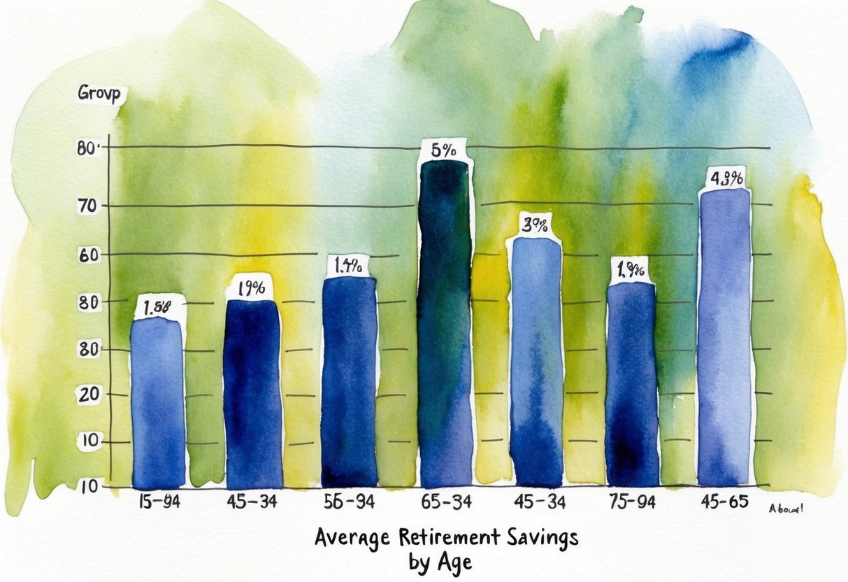 A bar graph displaying average retirement savings by age groups