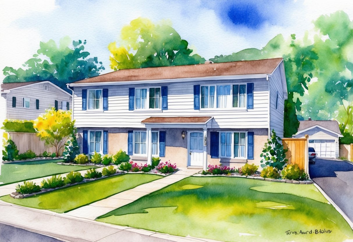 A well-maintained rental property with fresh paint, landscaped yard, and clean exterior in a suburban neighborhood
