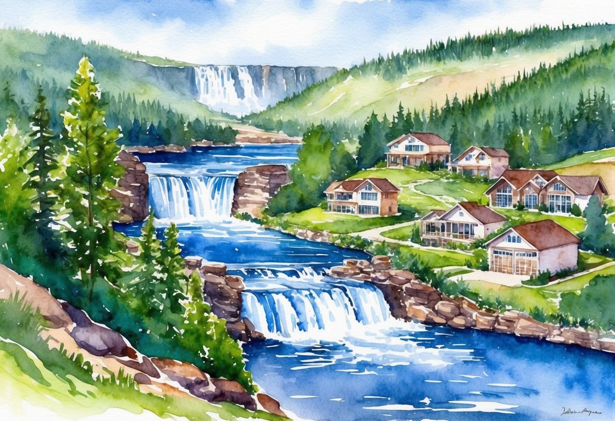 A scenic view of Idaho Falls, with a picturesque landscape of real estate properties and investment opportunities
