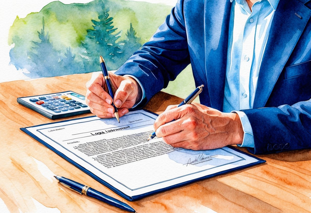 A person signing a legal document for real estate investment in Idaho Falls