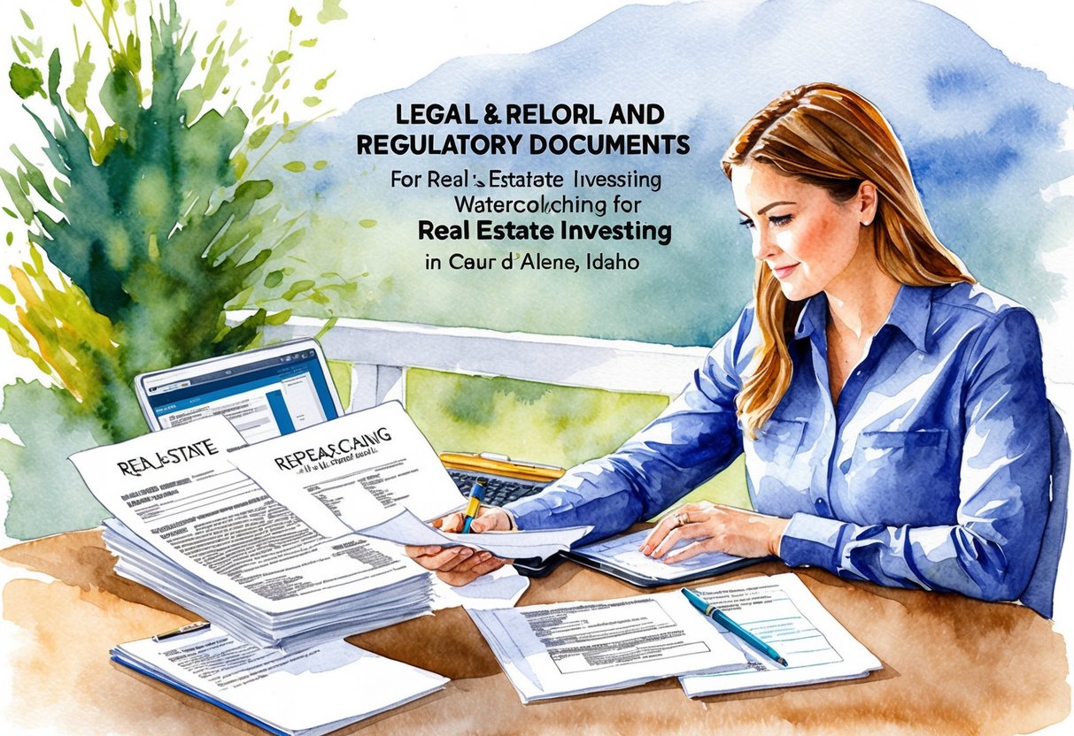 A person researching legal and regulatory documents for real estate investing in Coeur d'Alene, Idaho