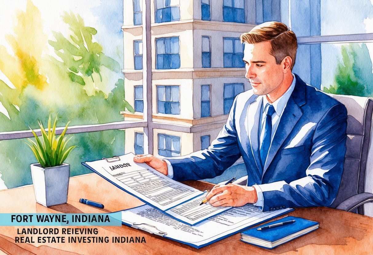 A landlord reviewing legal documents and regulations for real estate investing in Fort Wayne, Indiana