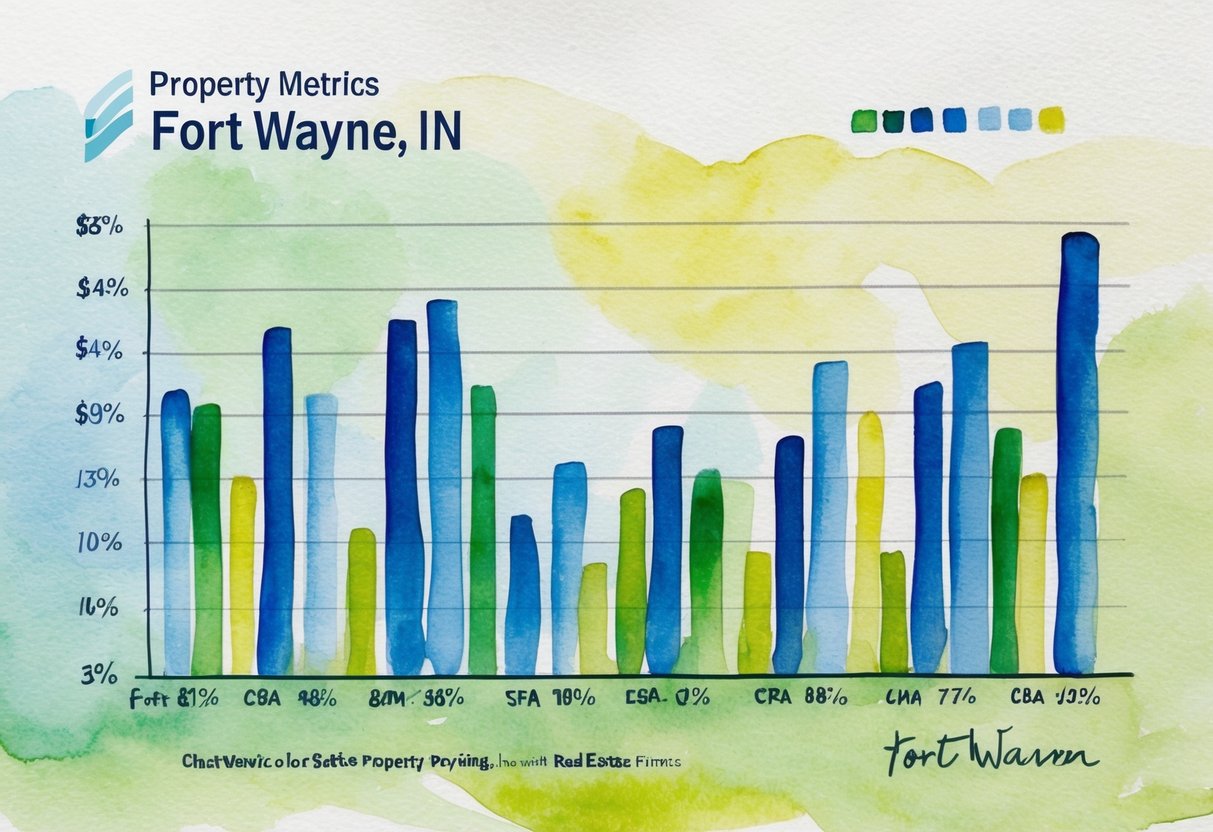 A chart showing property metrics with real estate listings and financial data for Fort Wayne, IN