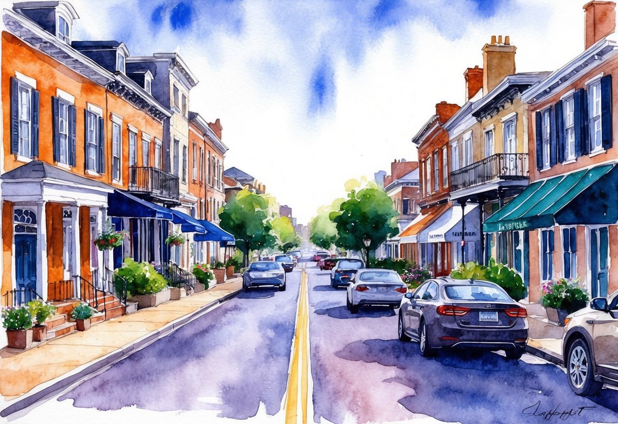 A bustling Lafayette, IN street with diverse real estate properties and investors