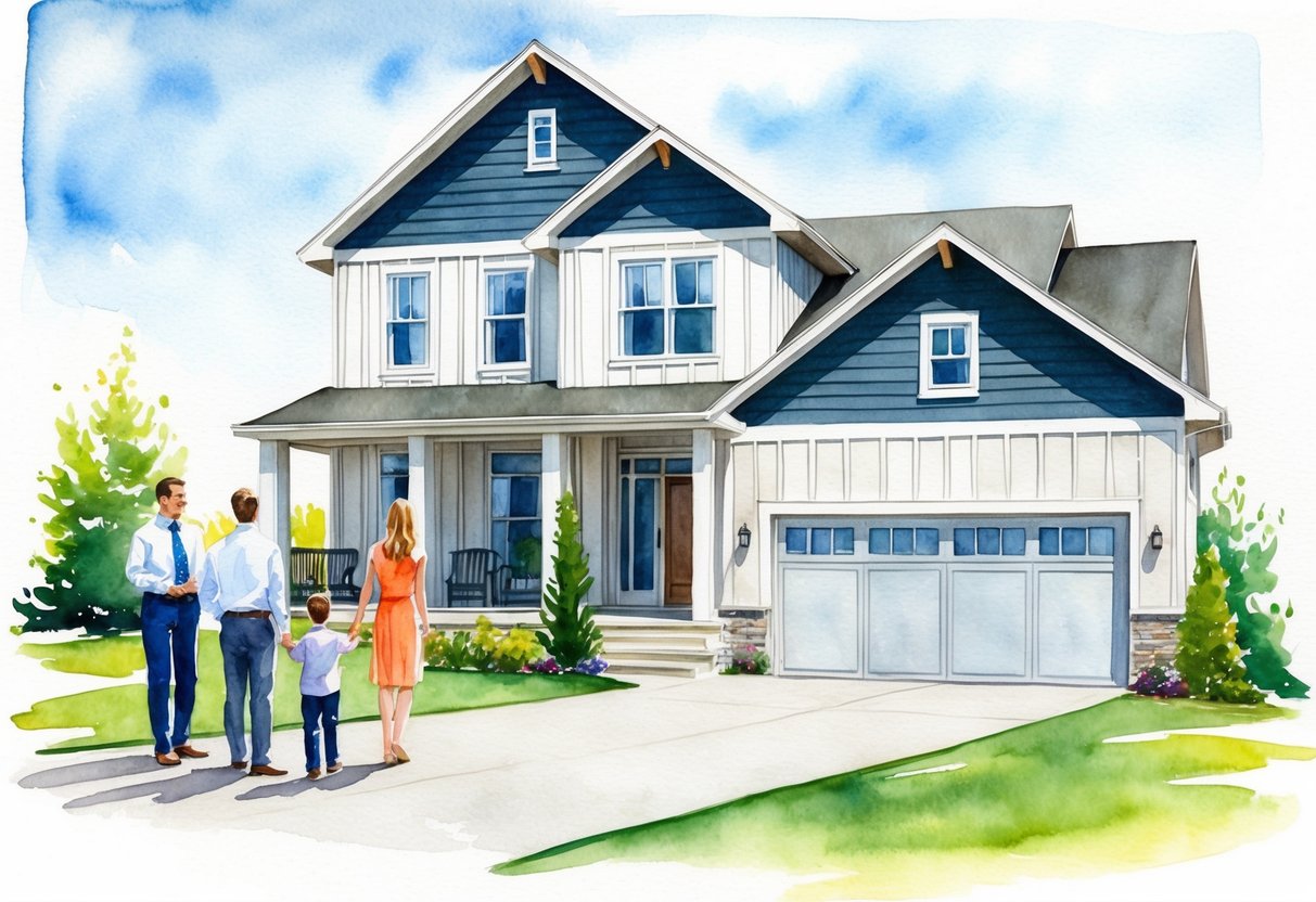 A family touring a modern house with a real estate agent in North Liberty, Iowa