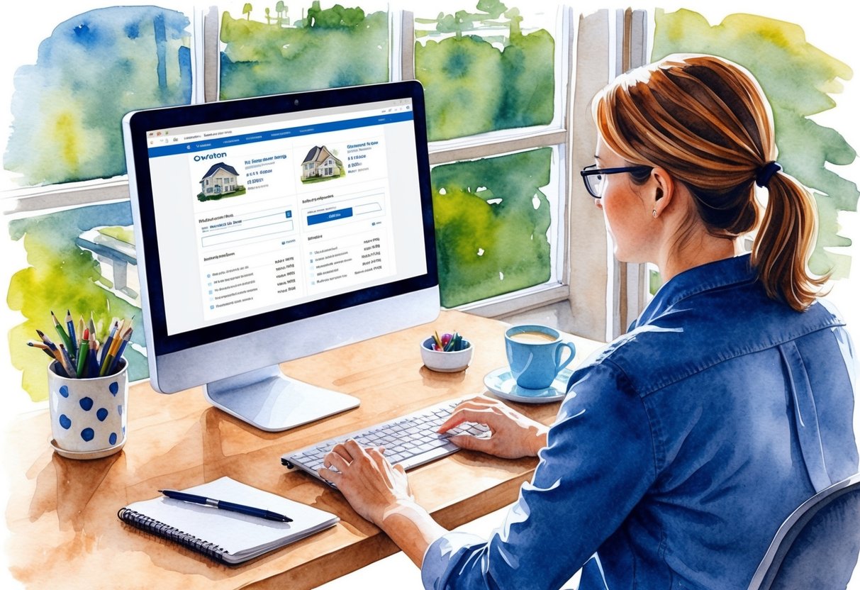 A person using a computer to search MLS and IDX Brokerage for Covington real estate investing in Covington, KY