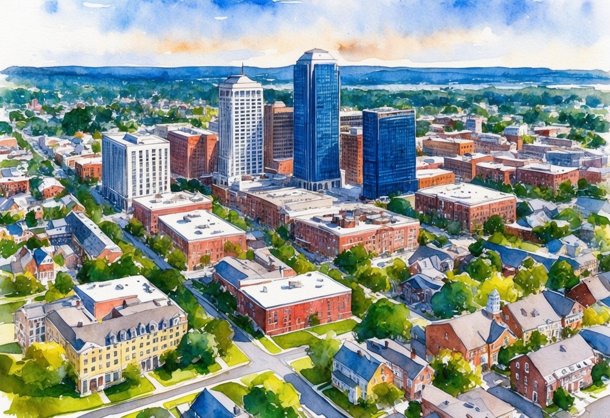 Aerial view of Worcester, MA showing downtown skyline and surrounding neighborhoods for property investment