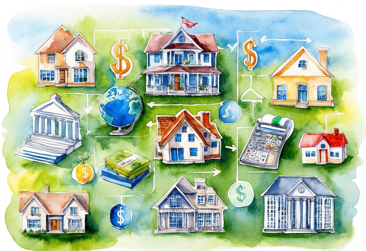 A diverse array of investment opportunities, including real estate, stocks, and businesses, generating streams of income