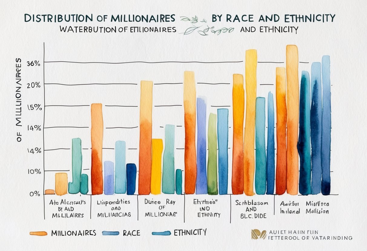 A bar graph displaying the distribution of millionaires by race and ethnicity