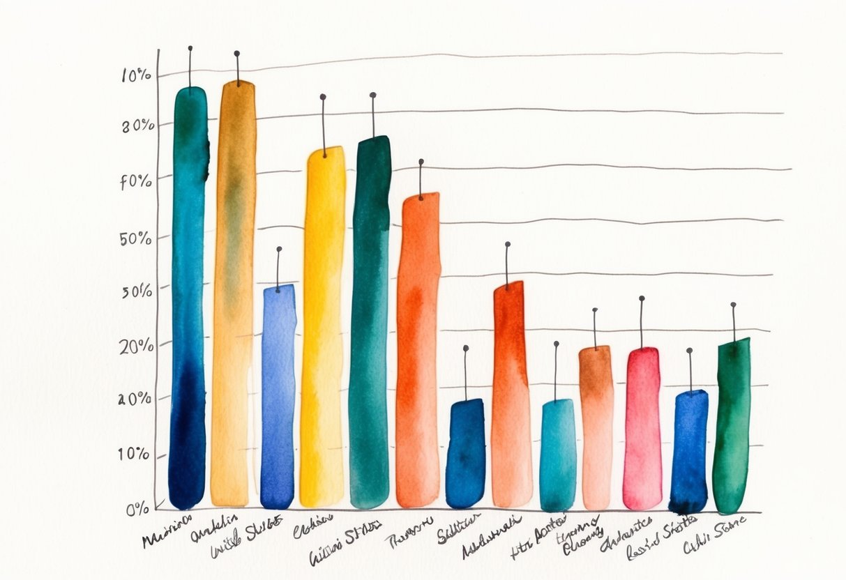 A bar graph displaying varying heights to represent wealth distribution among different racial and ethnic groups in the United States