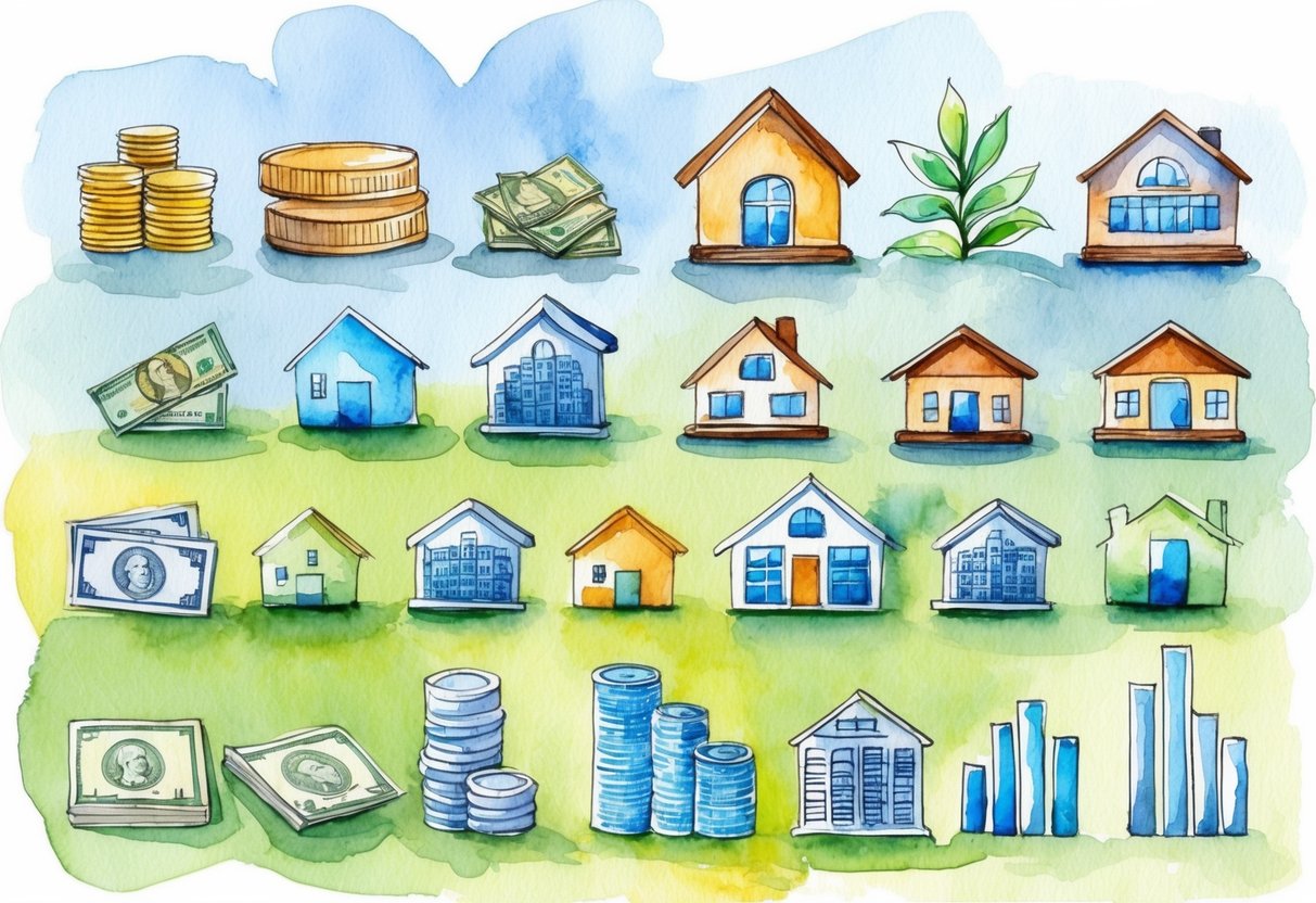A diverse array of investment assets such as bonds, real estate, and dividends-producing securities arranged in a balanced and strategic manner
