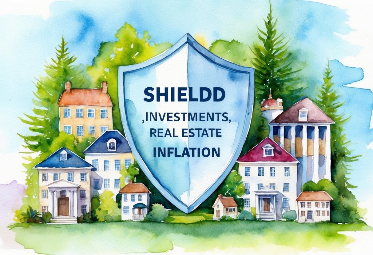 A diverse array of income sources (pension, investments, real estate) shielded by a shield from rising inflation