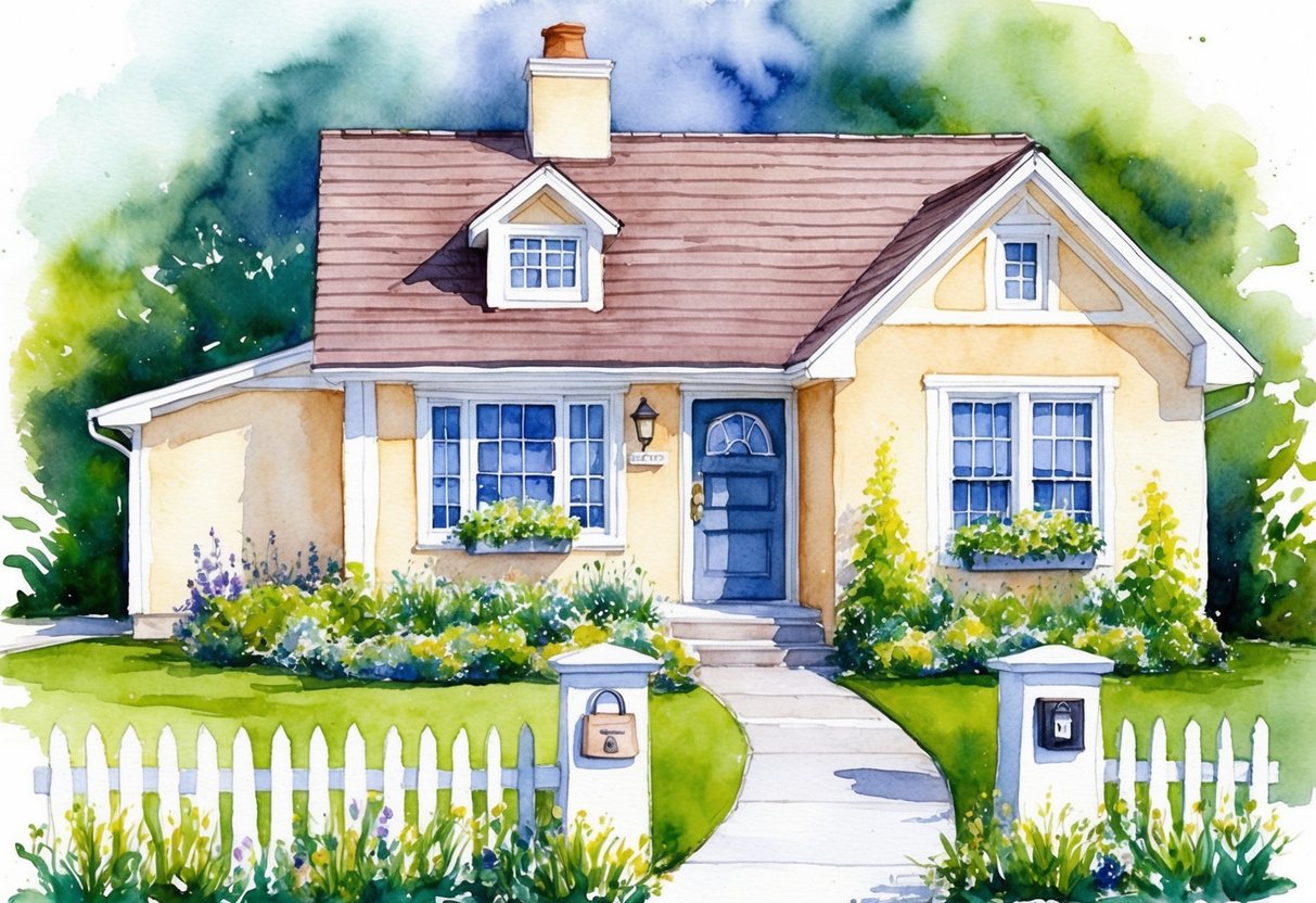 A cozy home with a secure lockbox, a well-maintained roof, and a flourishing garden surrounded by a fence
