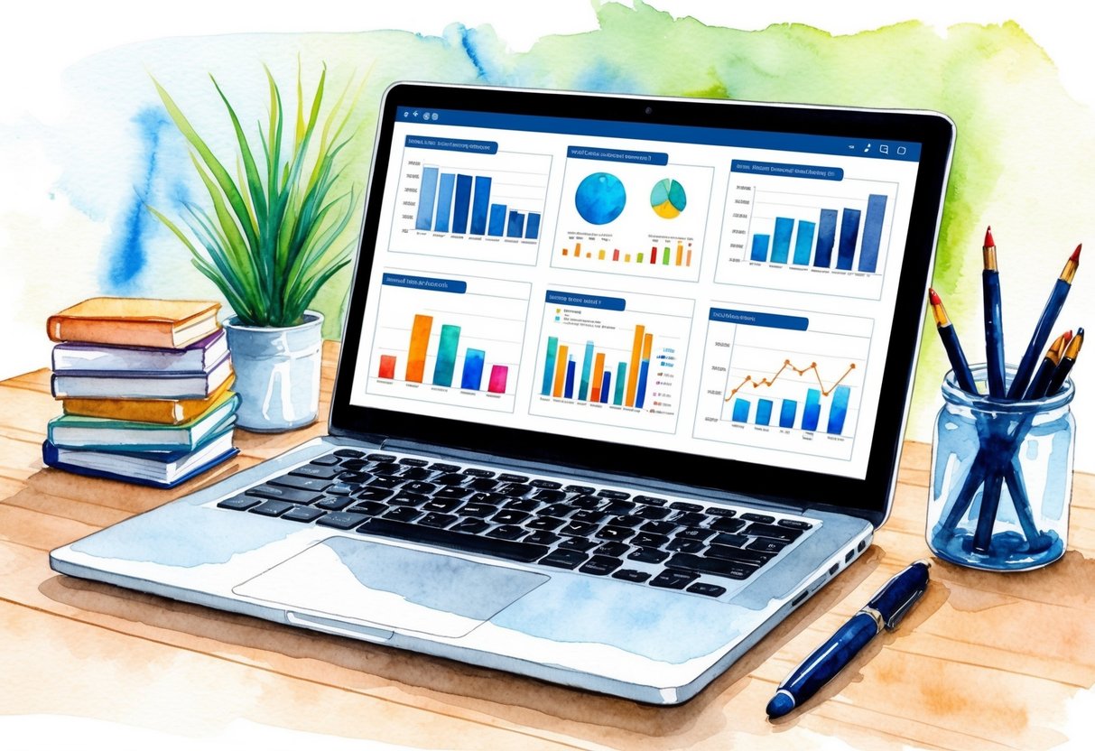 A laptop displaying various P2P lending platforms with charts and graphs showing potential earnings