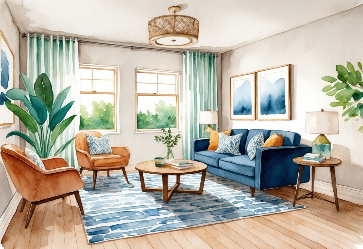 A cozy spare room transformed into a stylish vacation rental, complete with comfortable furnishings, modern decor, and a welcoming ambiance